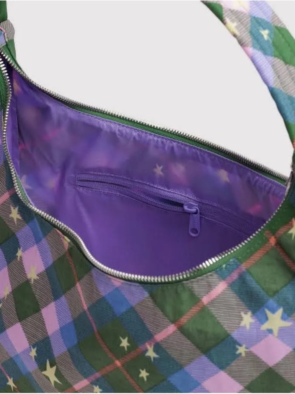 Baggu Shoulder Bag Green Star Plaid - Picture 3 of 10